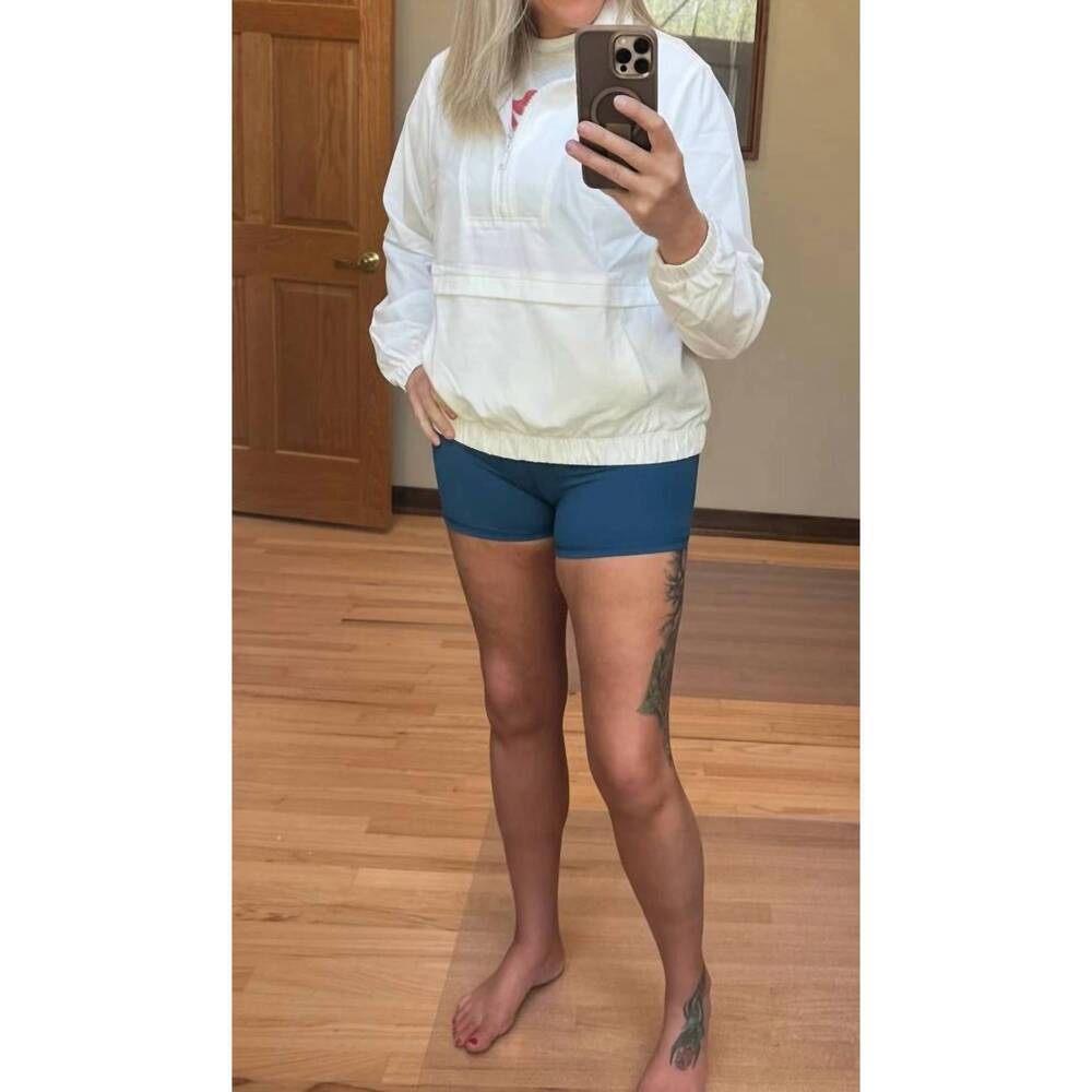 NEW RAE MODE crinkle woven quarter zip active jacket in ivory